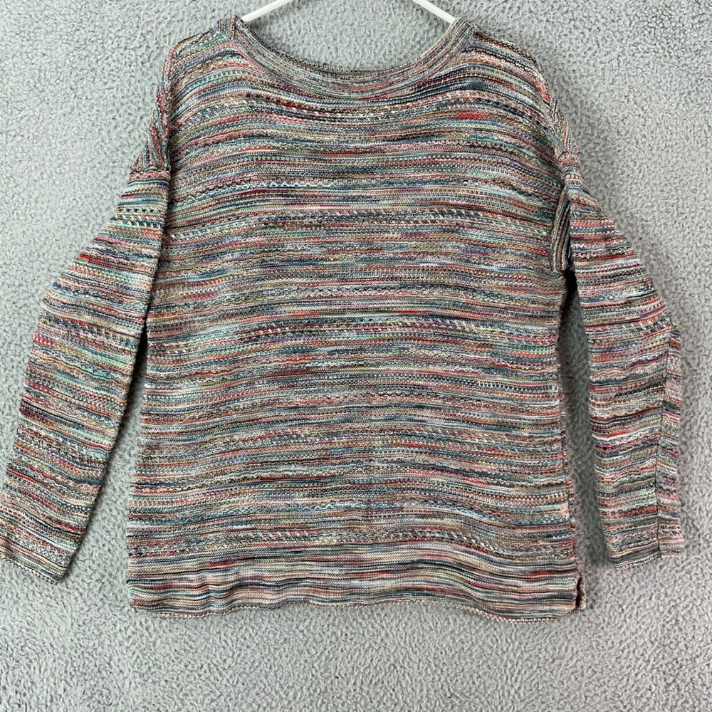 Soft Surroundings Sweater Women M Multicolor Excellent Space Dye Cotton Pullover